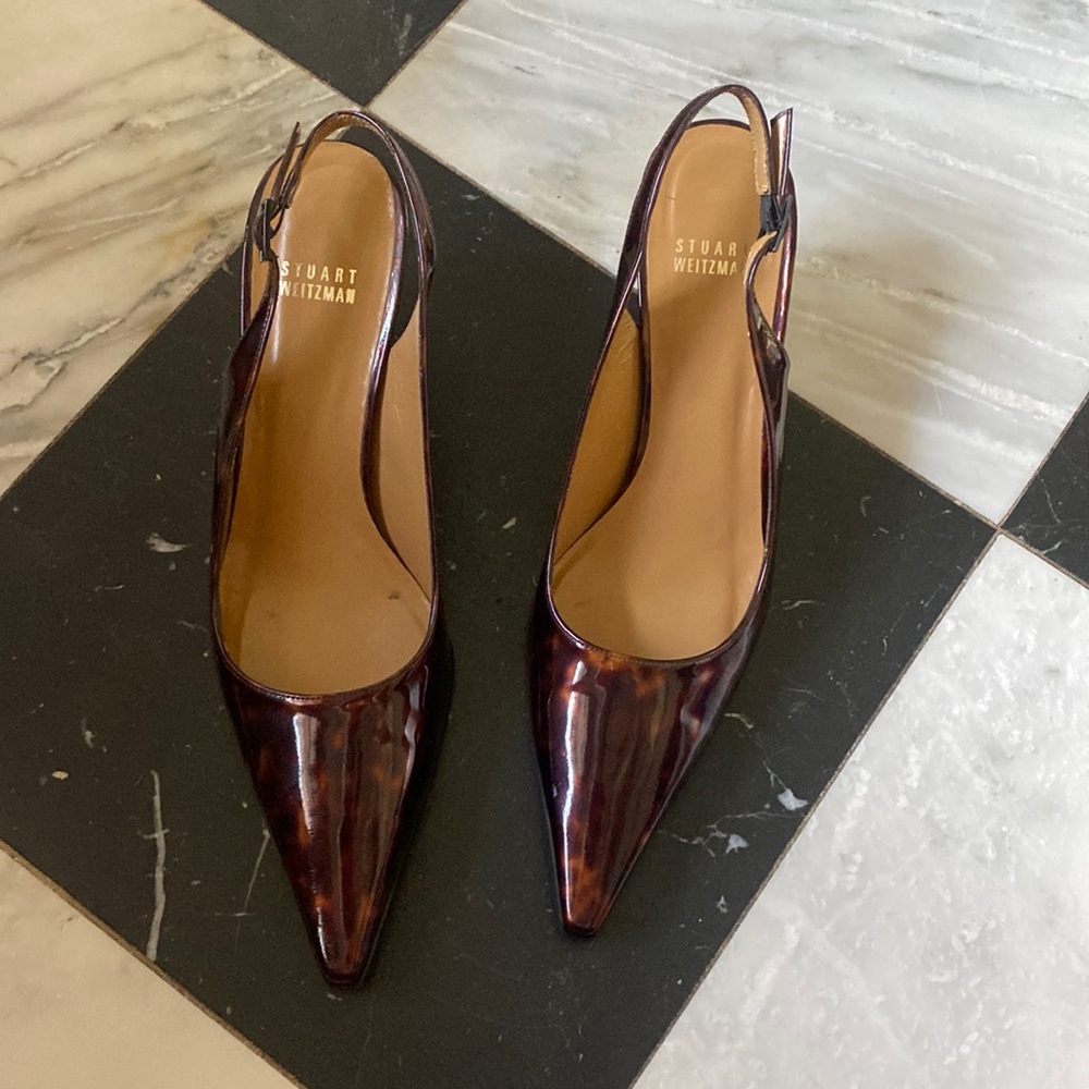 Stuart Weitzman Wedge Leather Upper Heels Slingback